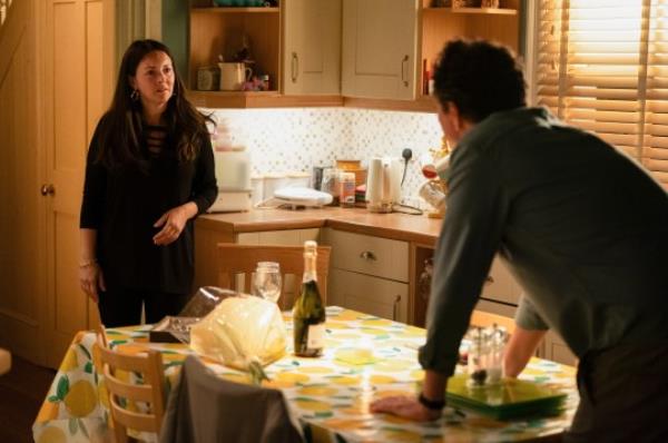 Theo and Stacey in a co<em></em>nfrontation in EastEnders