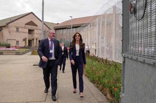 The Princess of Wales, Patron of the Forward Trust, during a visit to HMP High Down in Surrey, to learn a<em></em>bout how the Forward Trust charity is supporting those in the criminal justice system to manage and recover from their addictions. Picture date: Tuesday September 12, 2023. PA Photo. See PA story ROYAL Kate. Photo credit should read: Kin Cheung/PA Wire